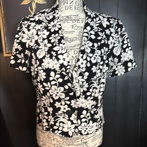 Vintage Floral Black and White Blazer